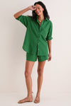 Tonal Green Stripe Seersucker Nadine Button Down