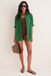 Tonal Green Stripe Seersucker Nadine Button Down
