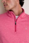 Man wearing Heathered Red Featherweight Performance Pullover, showcasing its classic quarter-zip design and effortless style, ideal for high-end, fun outings.