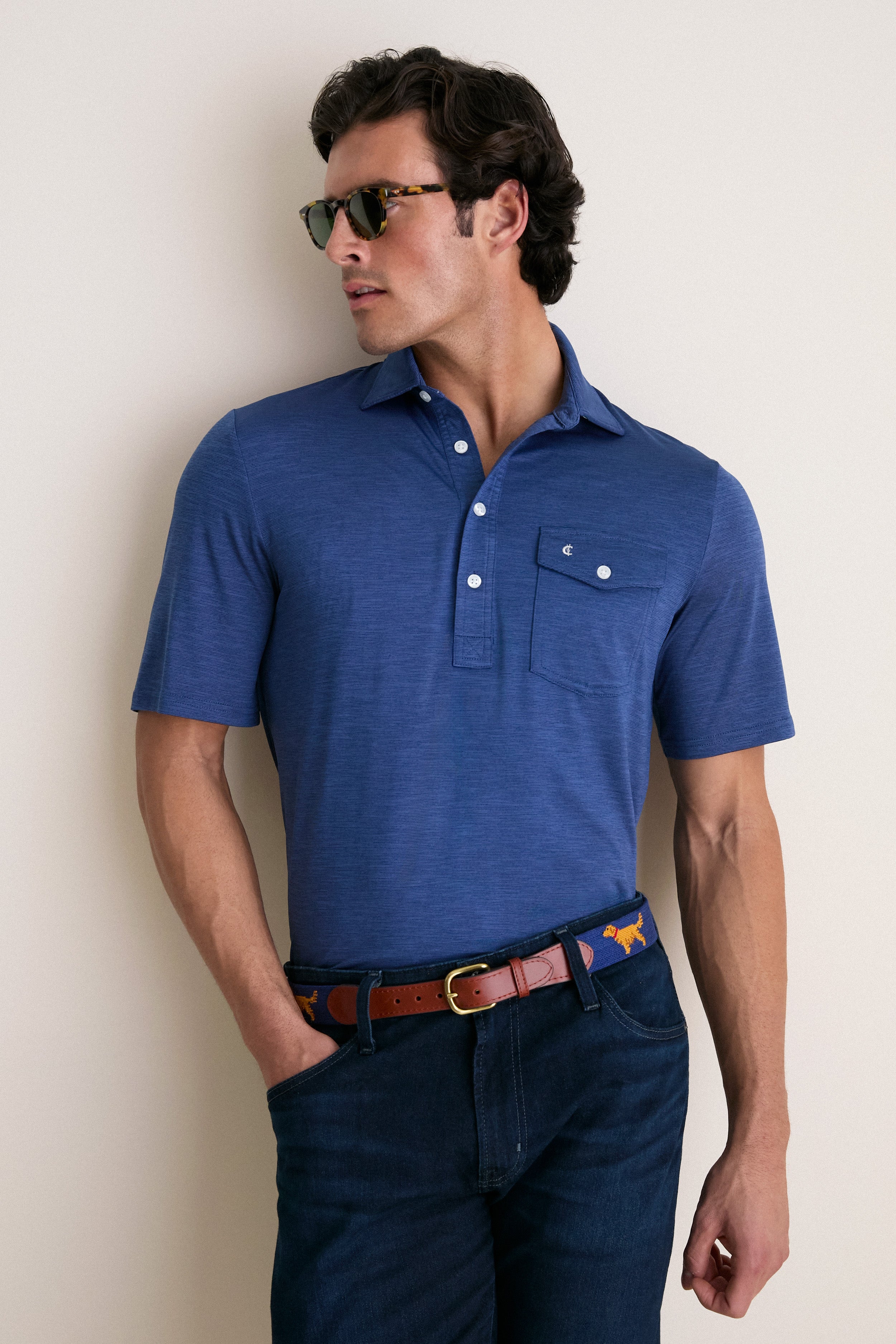 Navy Captain Heather Performance Sport Players Shirt | Criquet