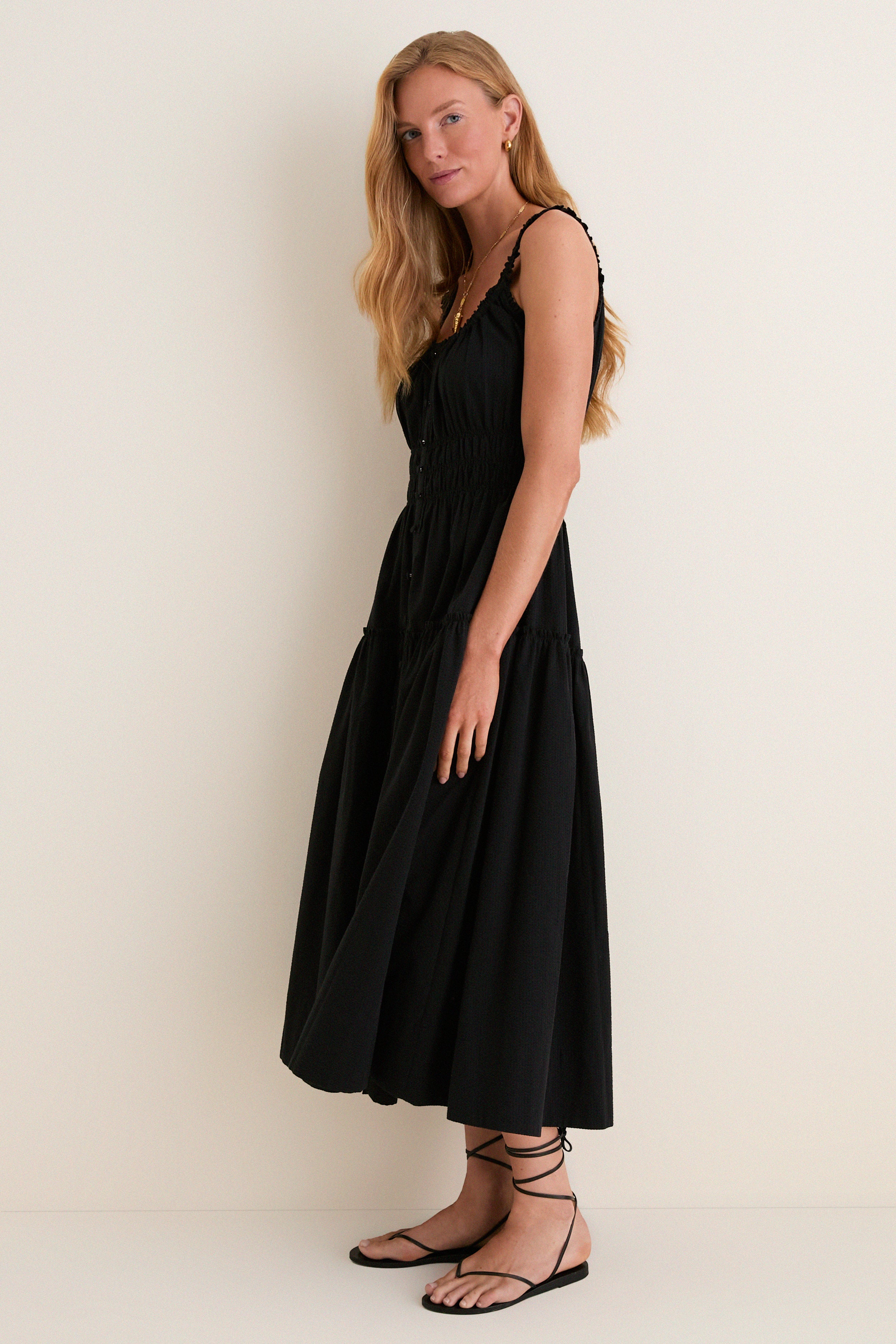 Black Seersucker Landis Dress | Tuckernuck