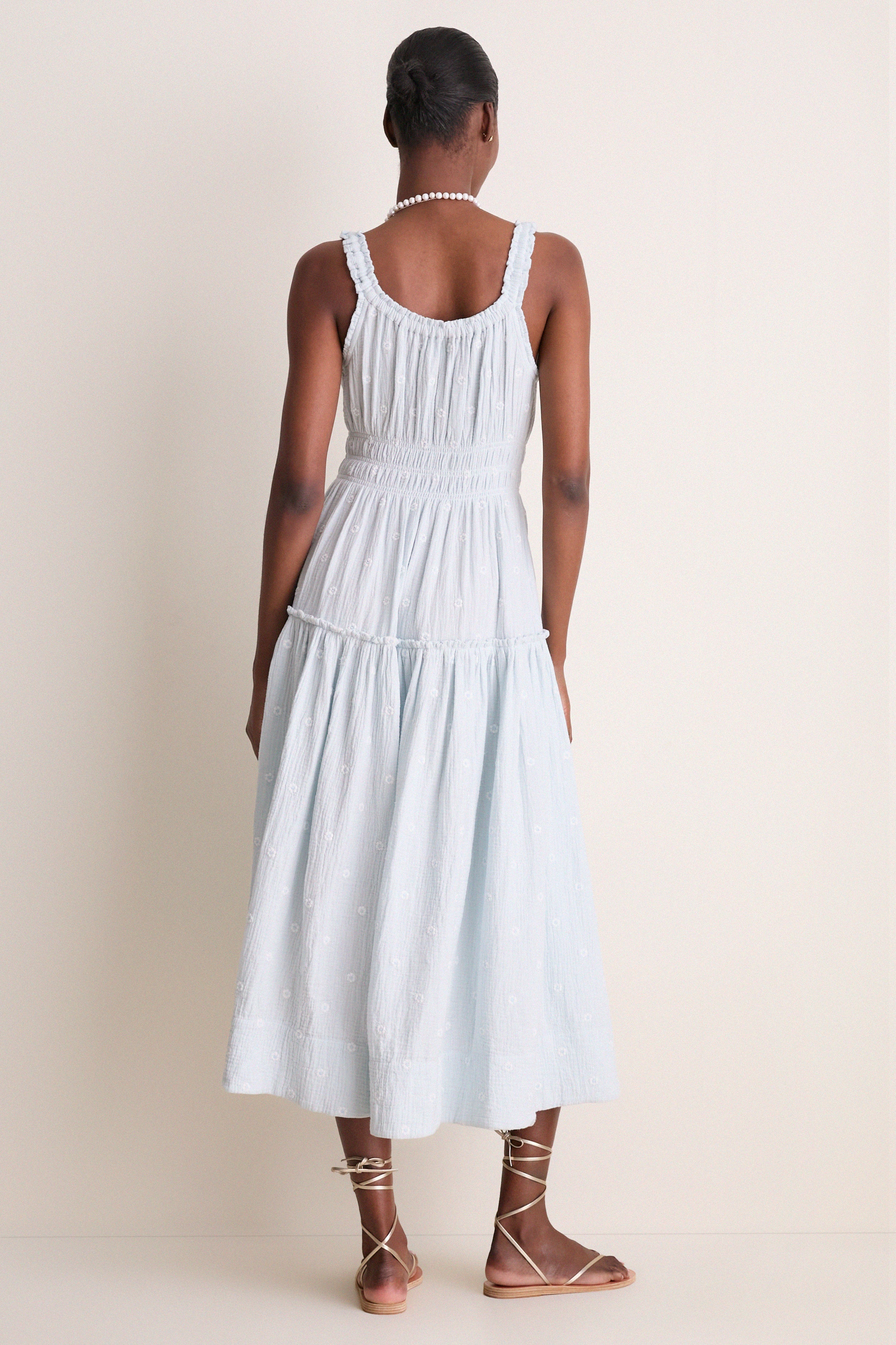 ワンピース APOLINA IRRA DRESS MILK BRODERIE 7-9y Blue Gauze Daisy Embroidered Landis Midi Dress | Tuckernuck