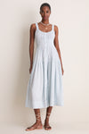 Blue Gauze Daisy Embroidered Landis Midi Dress