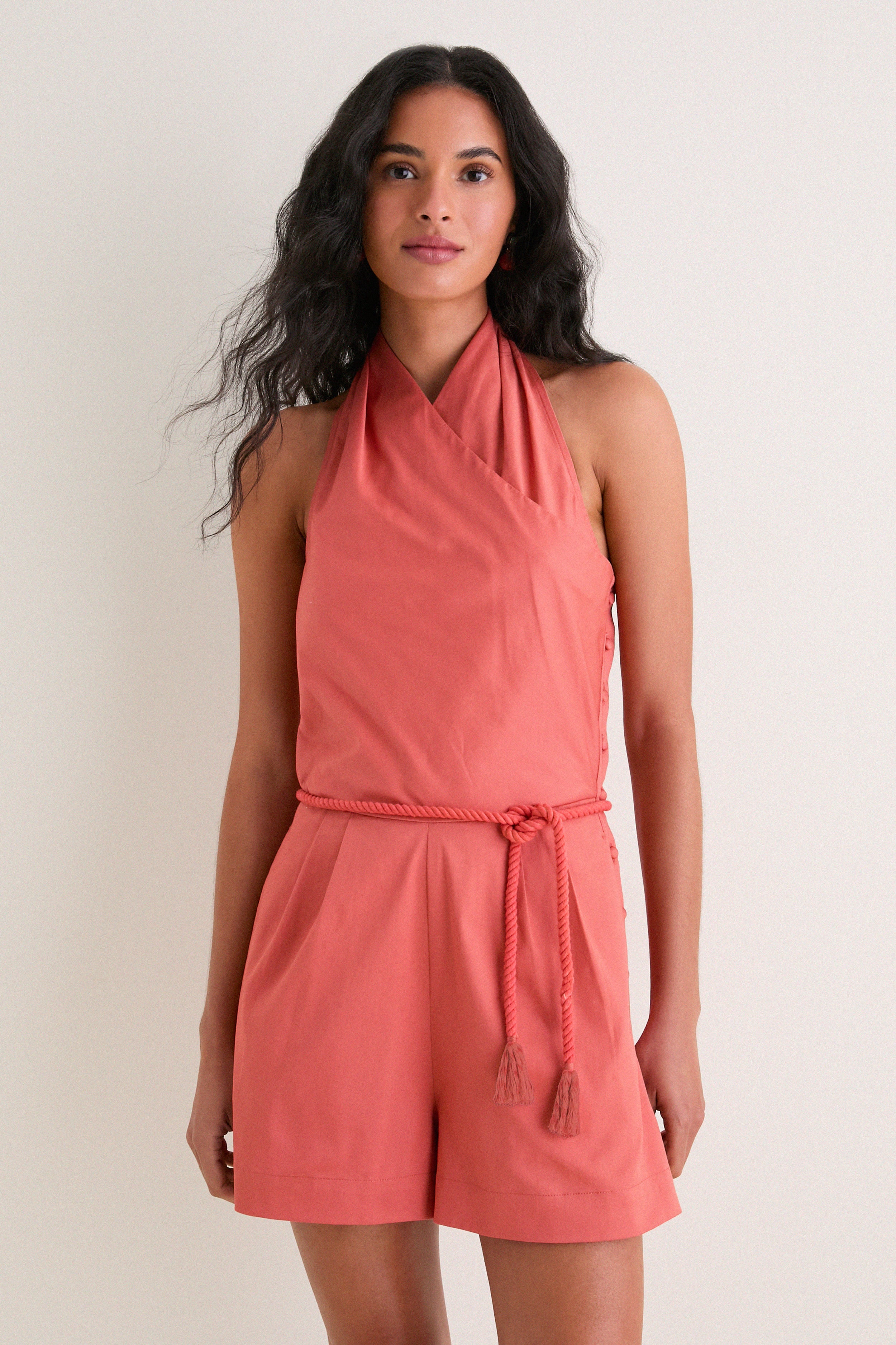 Apricot Halter Trevi Romper | Tuckernuck