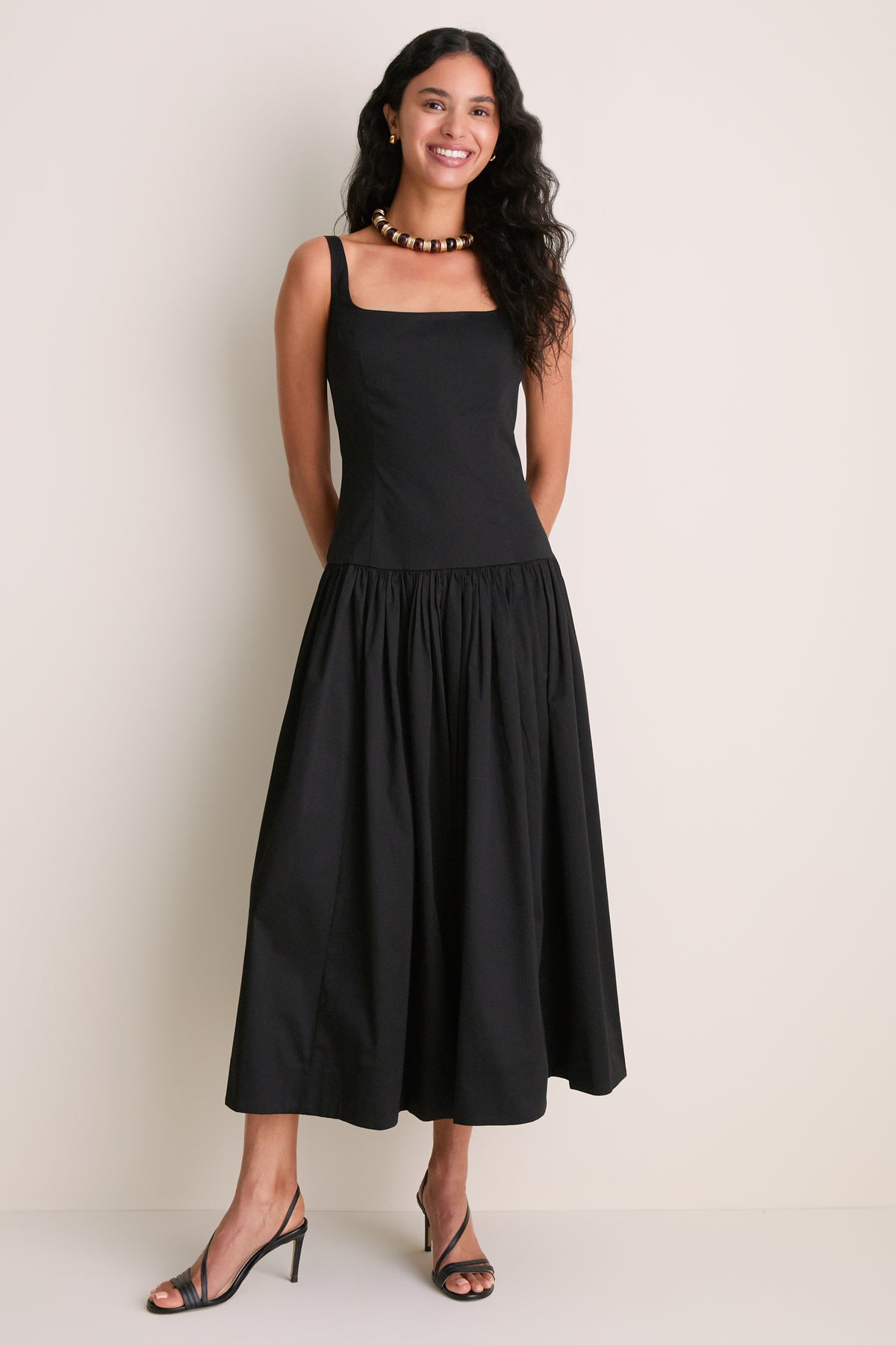 Tuckernuck Black Cotton Sateen Dominique Maxi Dress Black / 6