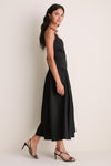 Black Cotton Sateen Dominique Maxi Dress
