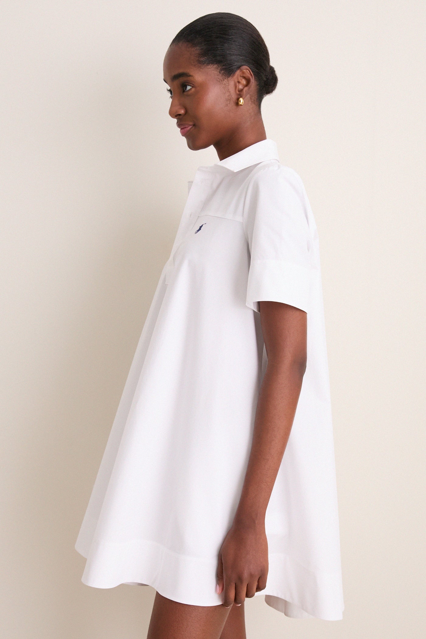 White Poplin Woven Collared Babydoll Dress | Polo Ralph Lauren White Poplin Woven Collared Babydoll Dress | Polo Ralph Lauren
