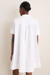 White Poplin Woven Collared Babydoll Dress