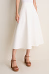 Cream Cotton Blend Woven Midi Circle Skirt