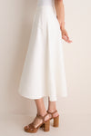 Cream Cotton Blend Woven Midi Circle Skirt
