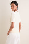 Clubhouse Cream Cotton Short Sleeve Henley Sweater