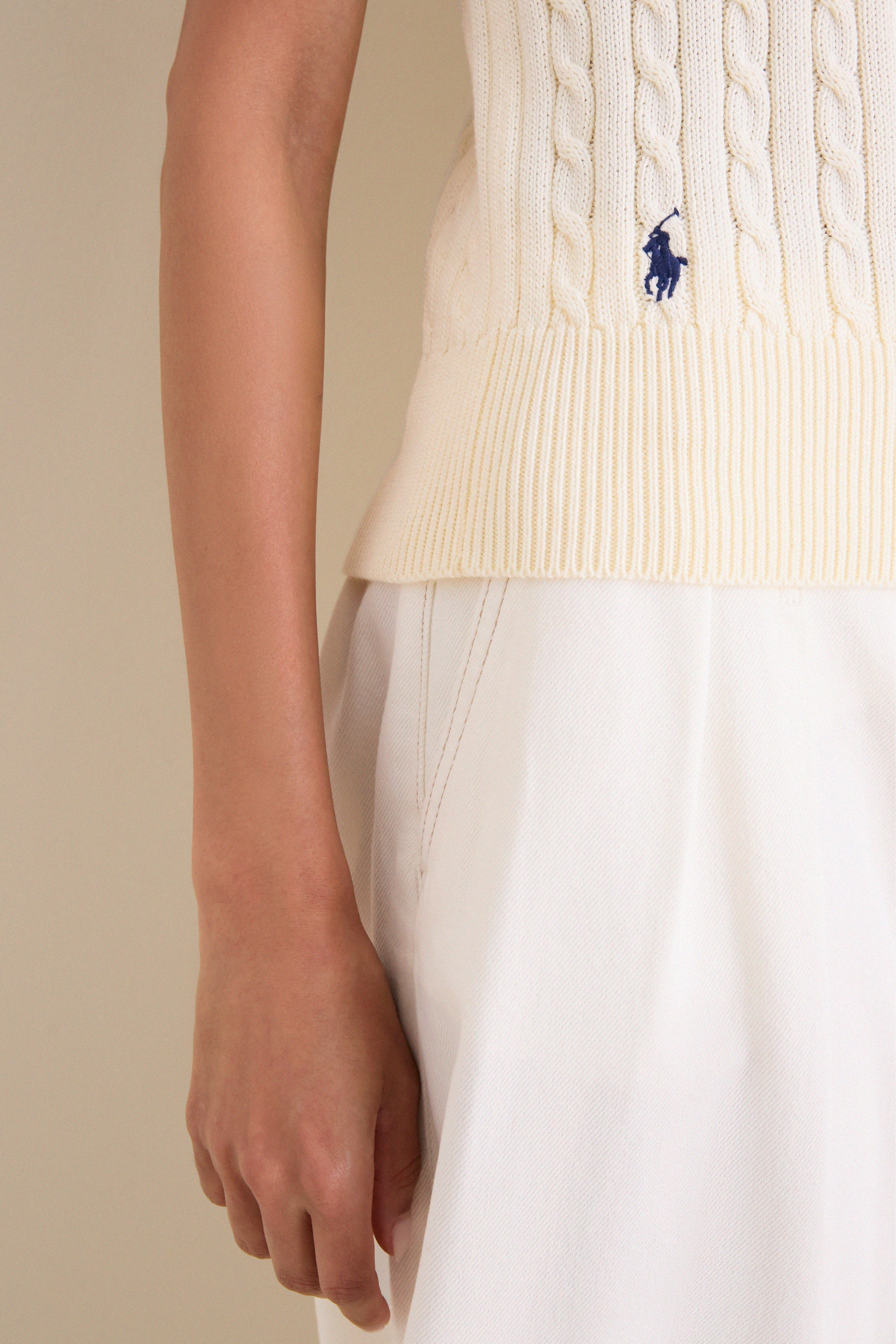 Clubhouse Cream Cotton Short Sleeve Henley Sweater