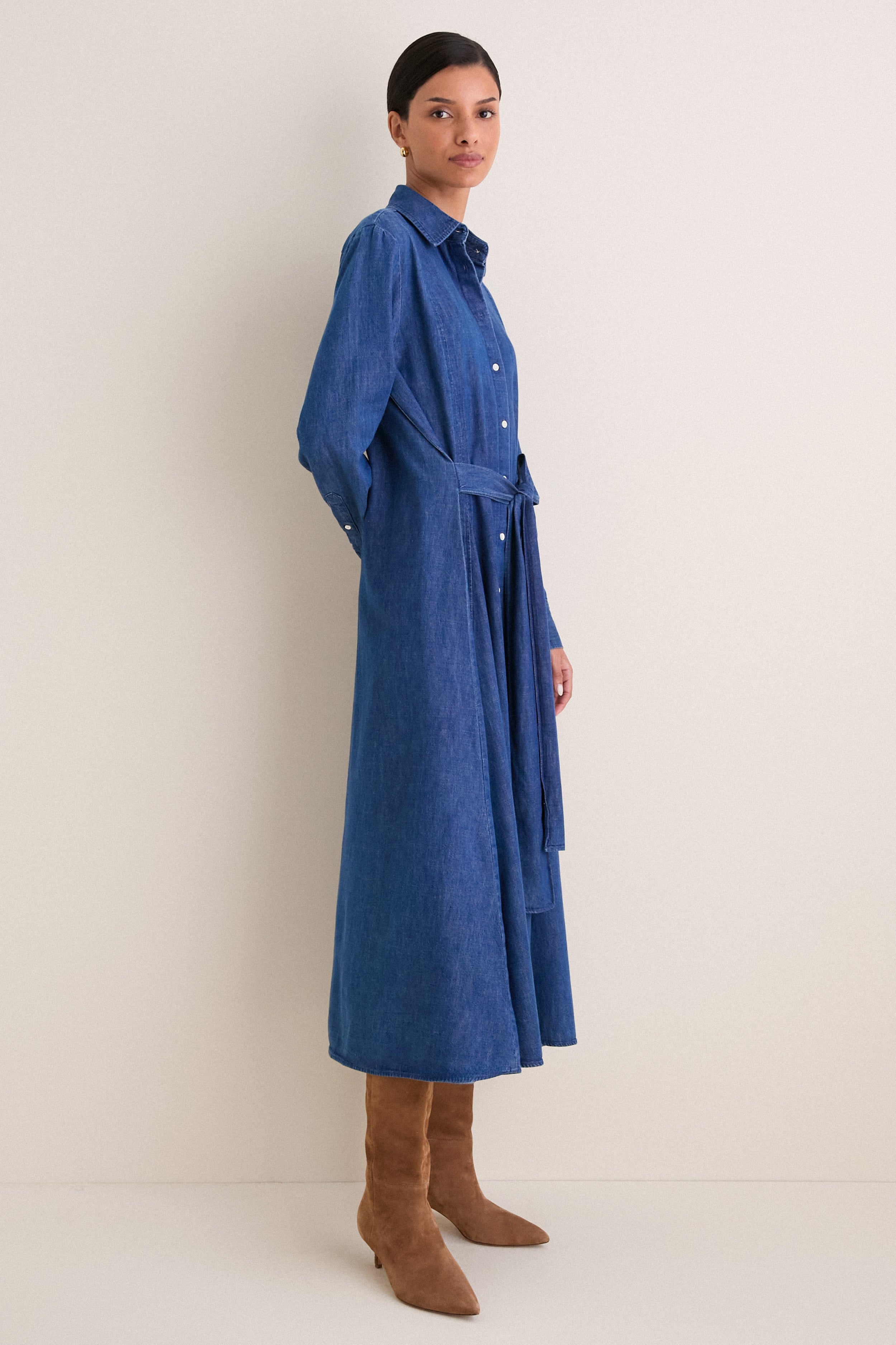 Chambray Blue Prosperity Woven Tie Dress
