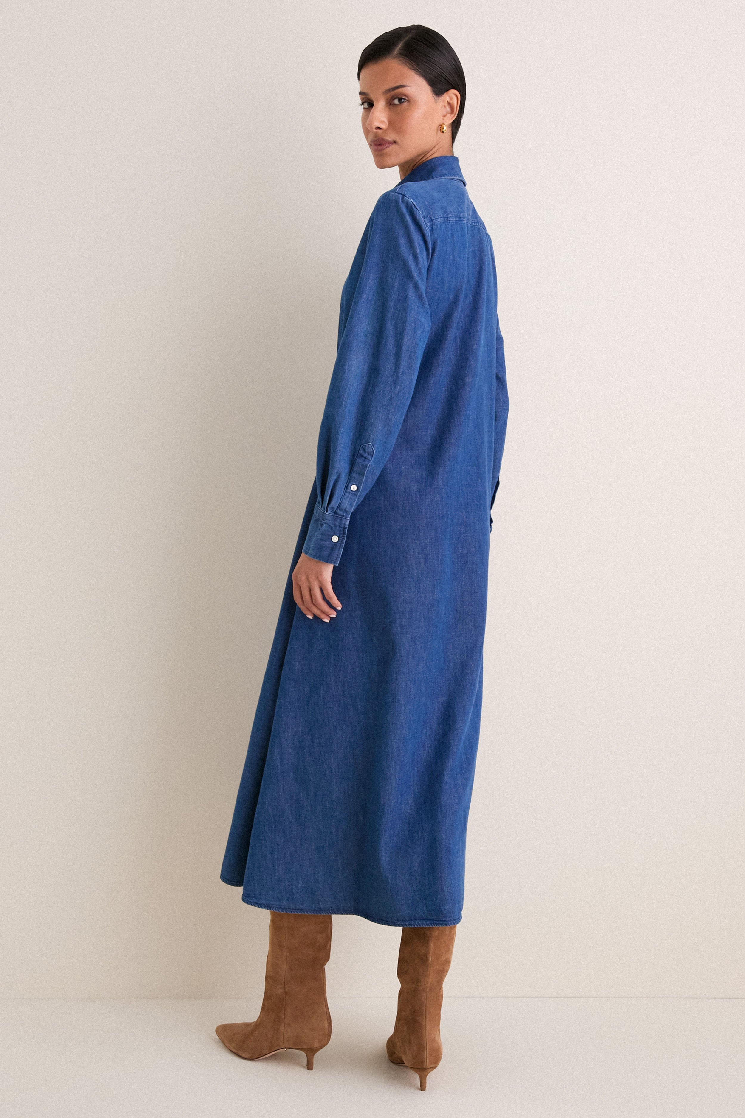 Chambray Blue Prosperity Woven Tie Dress