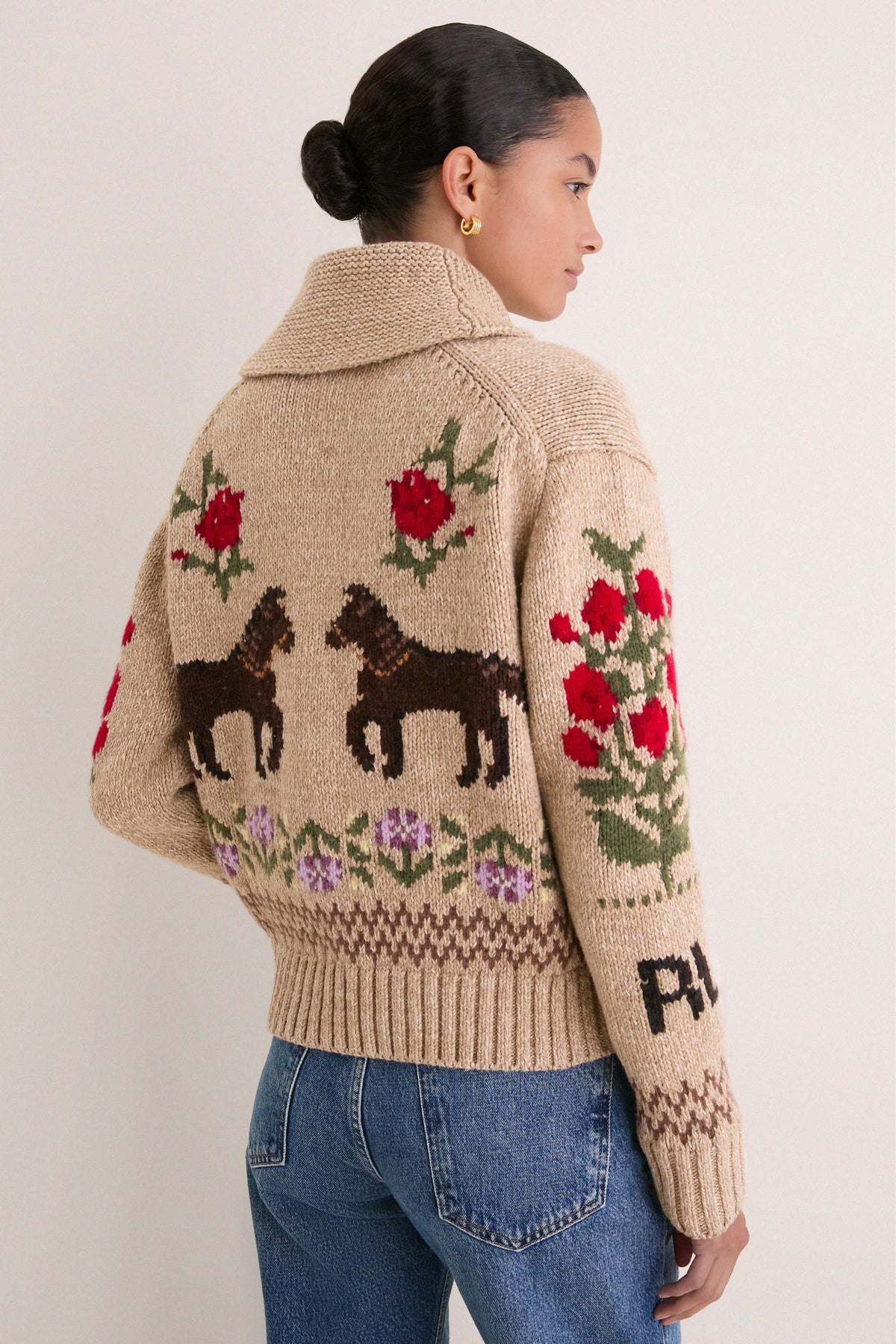 Tan Multi Cotton Wool Blend Long Sleeve Zip Cardigan