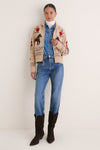Tan Multi Cotton Wool Blend Long Sleeve Zip Cardigan