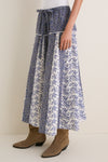 Blue Print Multi Woven A Line Midi Skirt