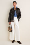 Dark Chocolate Cow Leather Fringe Jacket
