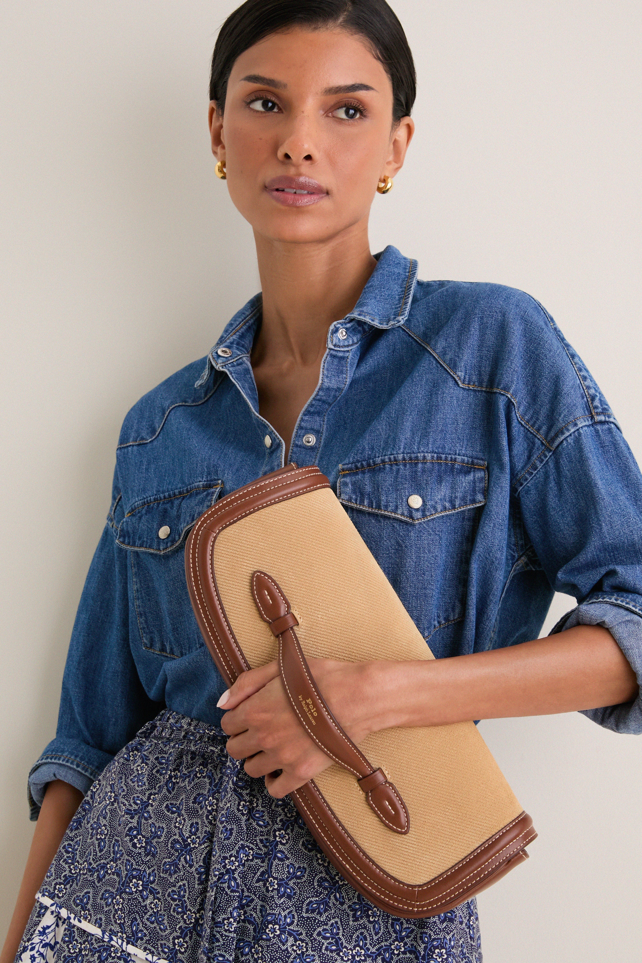 Biscotti Ciouo Bellport Leather-Trim Long-Flap Clutch