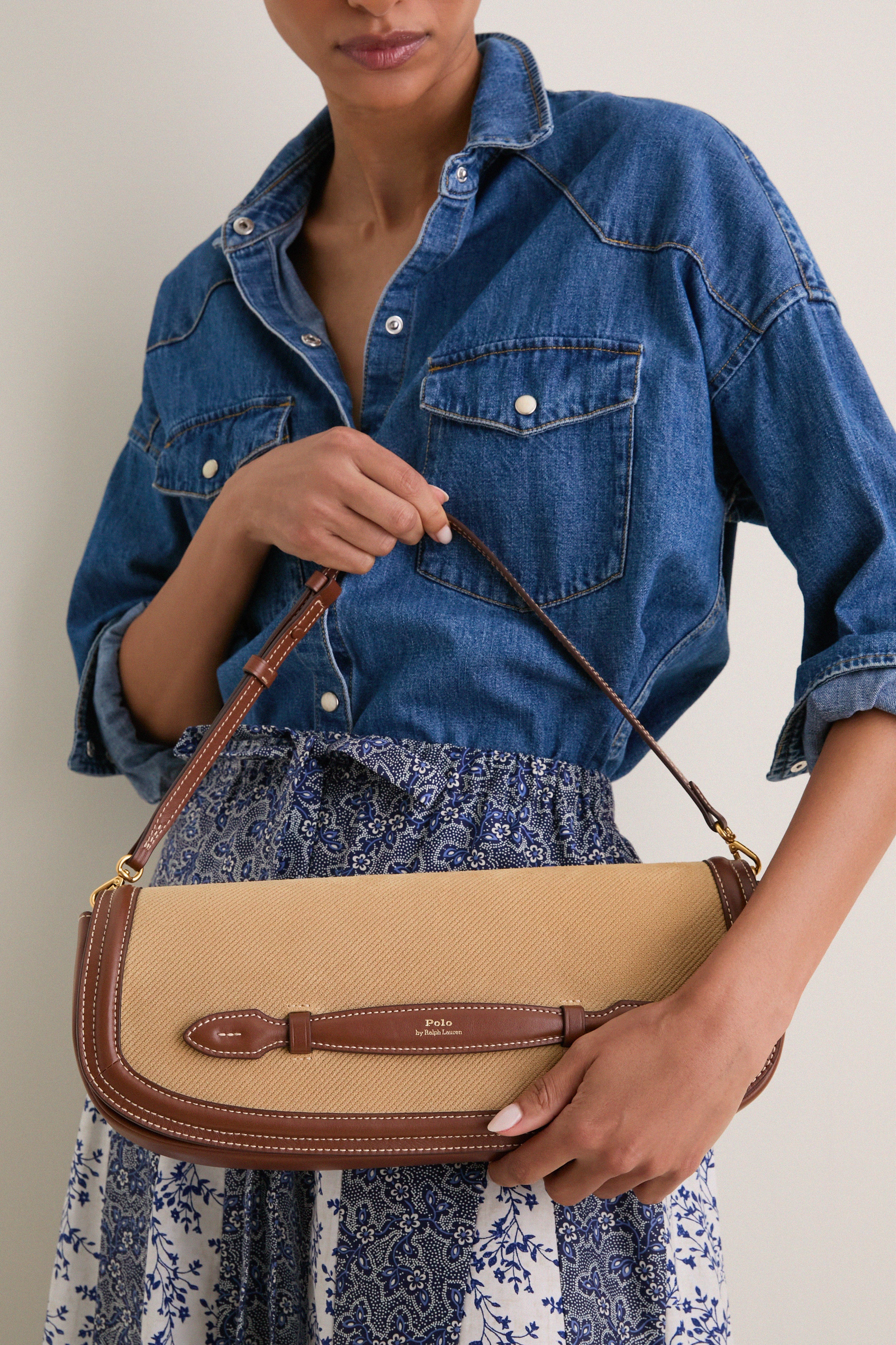 Biscotti Ciouo Bellport Leather-Trim Long-Flap Clutch | Polo Ralph