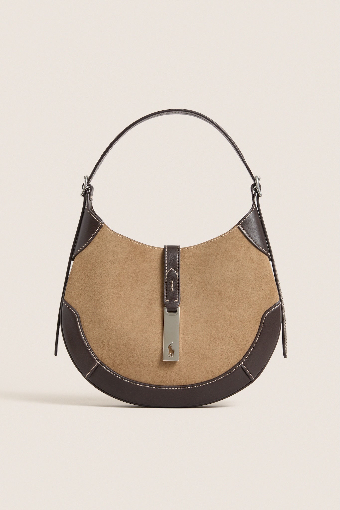 Clay Tobacco Polo ID Suede-Leather Small Shoulder Bag | Polo Ralph