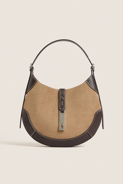 Clay Tobacco Polo ID Suede-Leather Small Shoulder Bag | Polo Ralph