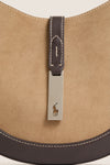 Clay Tobacco Polo ID Suede-Leather Small Shoulder Bag