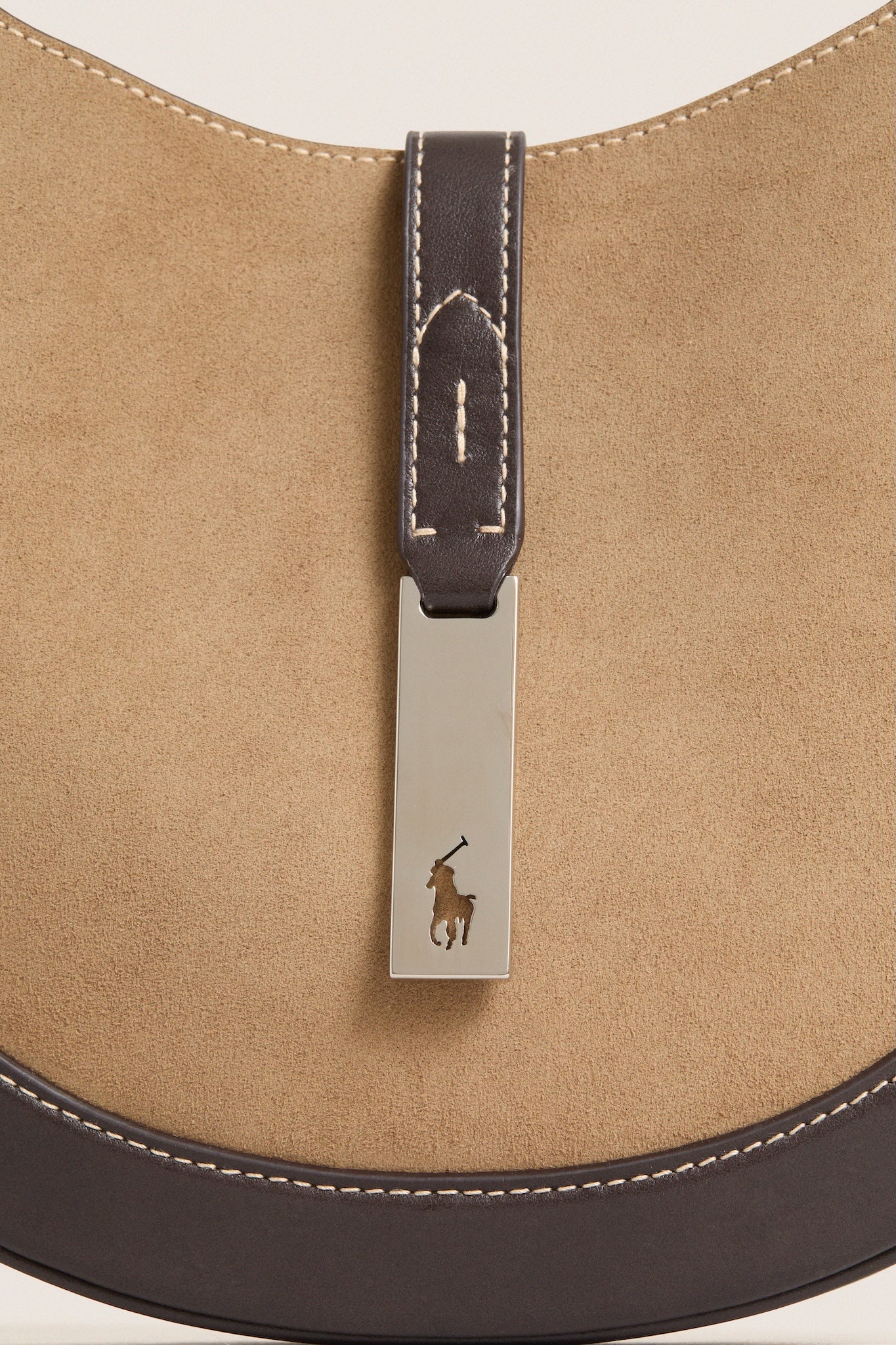 Clay Tobacco Polo ID Suede-Leather Small Shoulder Bag