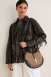 Clay Tobacco Polo ID Suede-Leather Small Shoulder Bag
