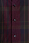 Merlot Green Multi Plaid Collared Long Sleeve Midi Dress