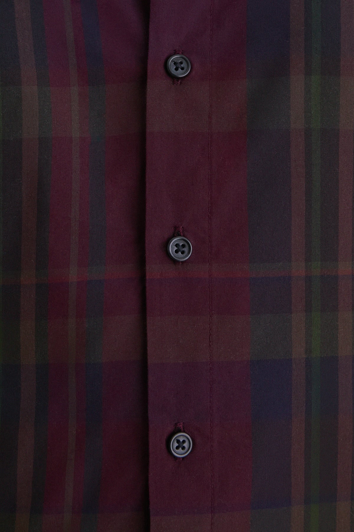 Merlot Green Multi Plaid Collared Long Sleeve Midi Dress