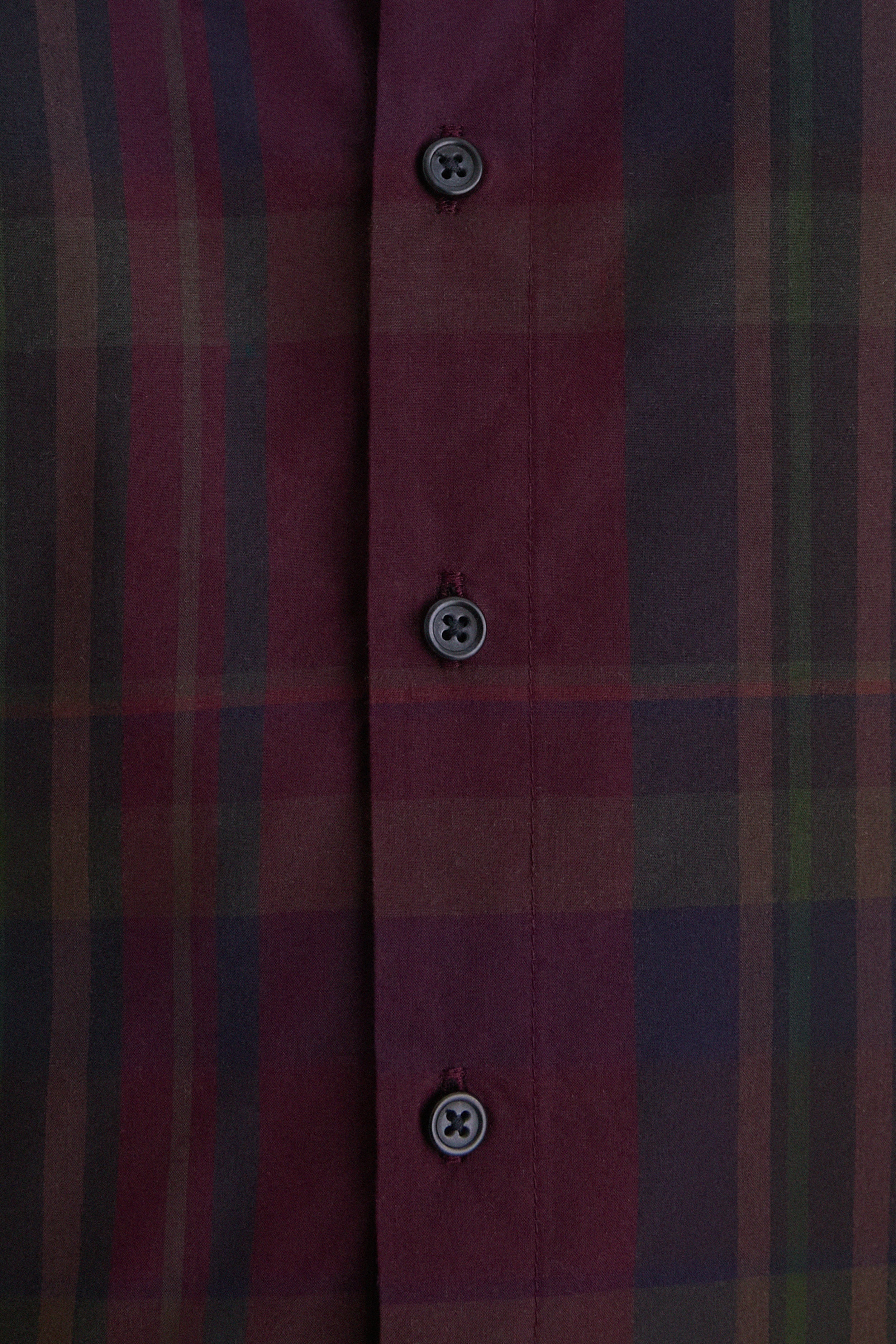 Merlot Green Multi Plaid Collared Long Sleeve Midi Dress