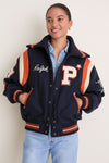 Hunter Navy Wool Bomber Coat