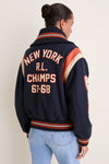 Hunter Navy Wool Bomber Coat