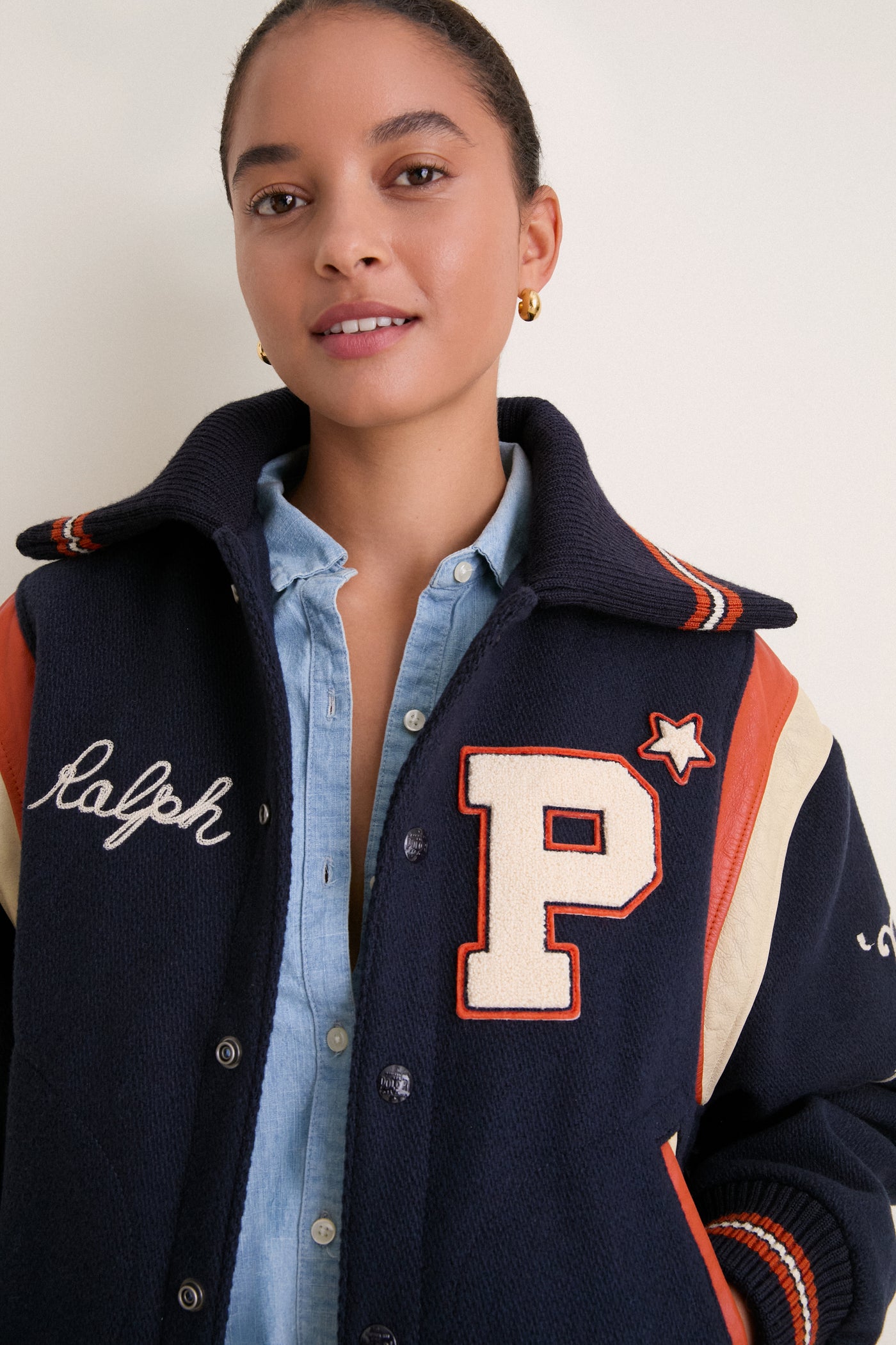 Hunter Navy Wool Bomber Coat