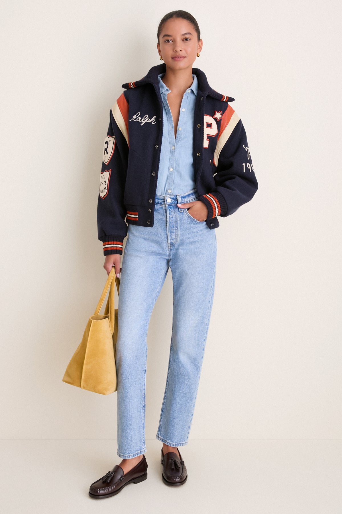 Hunter Navy Wool Bomber Coat