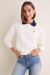 Warm White Arctic Fleece Long Sleeve Collared Sweatshirt