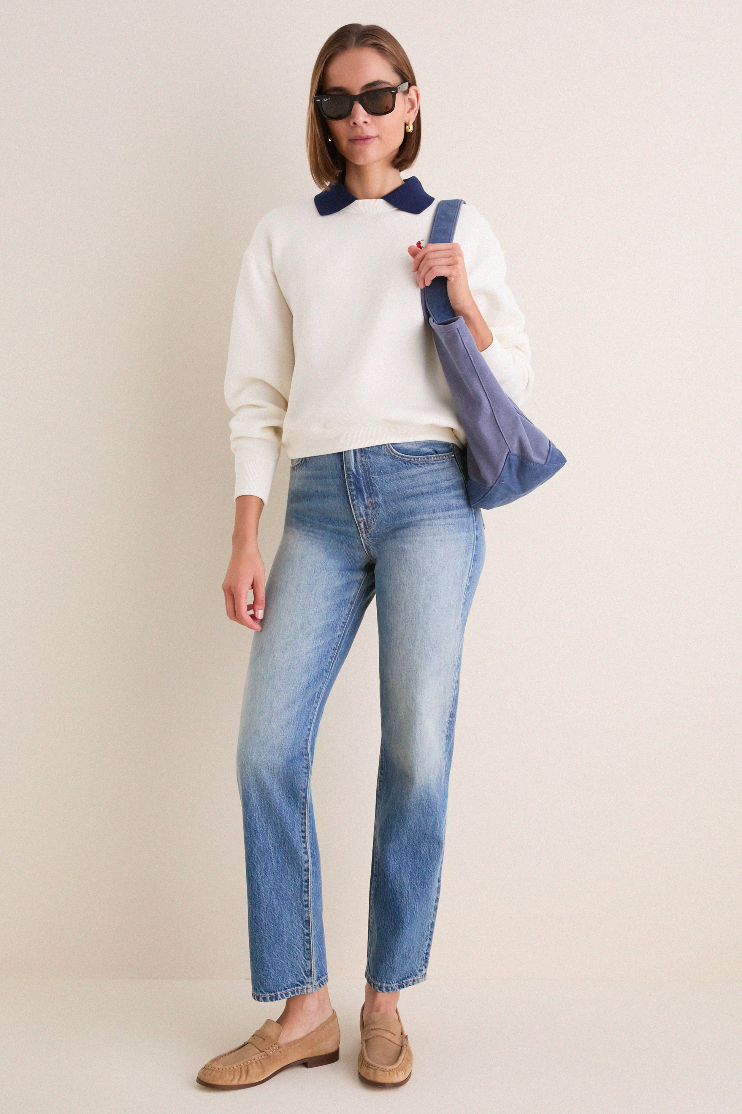 Warm White Arctic Fleece Long Sleeve Collared Sweatshirt