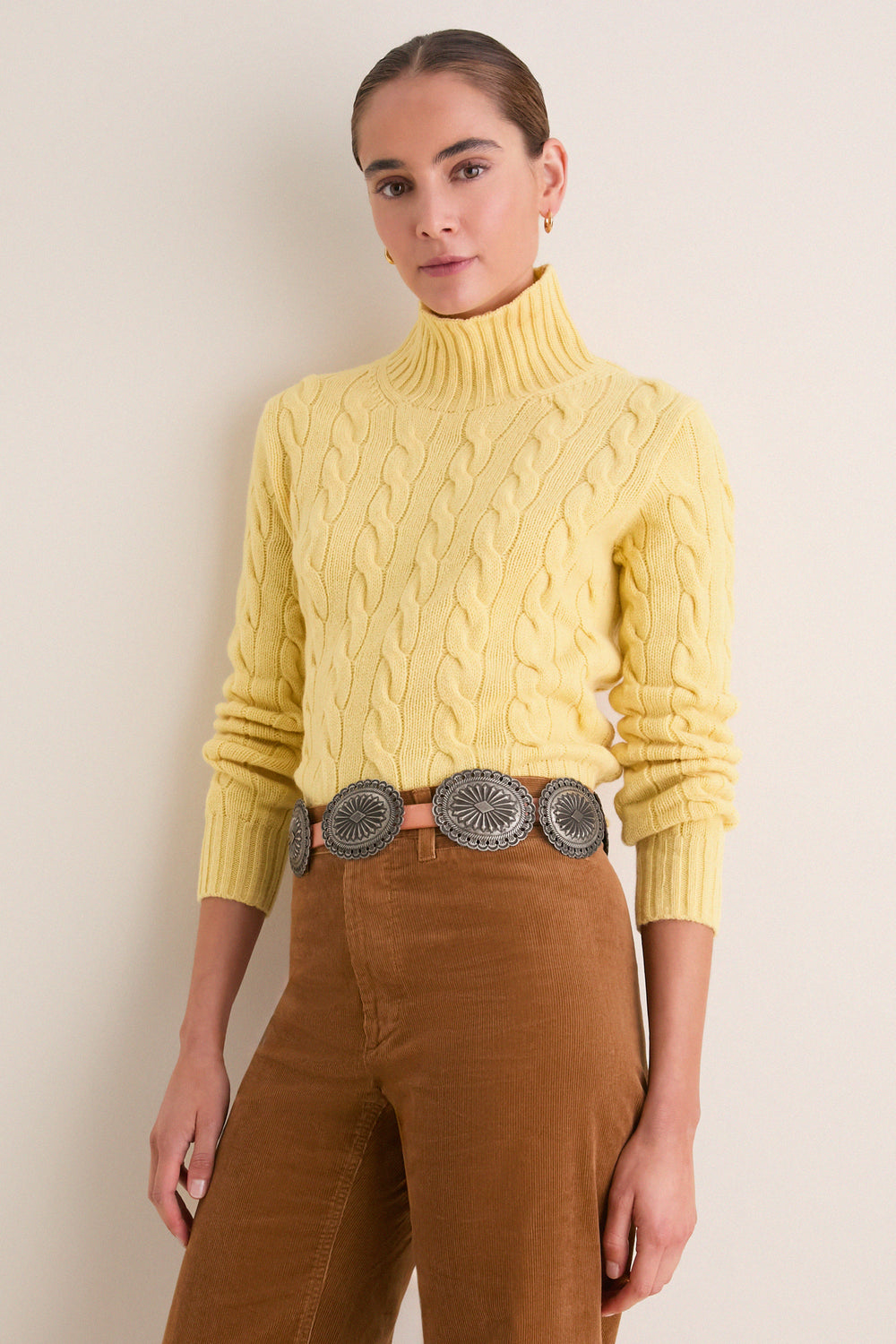 Fall Yellow Long Sleeve Turtleneck Sweater
