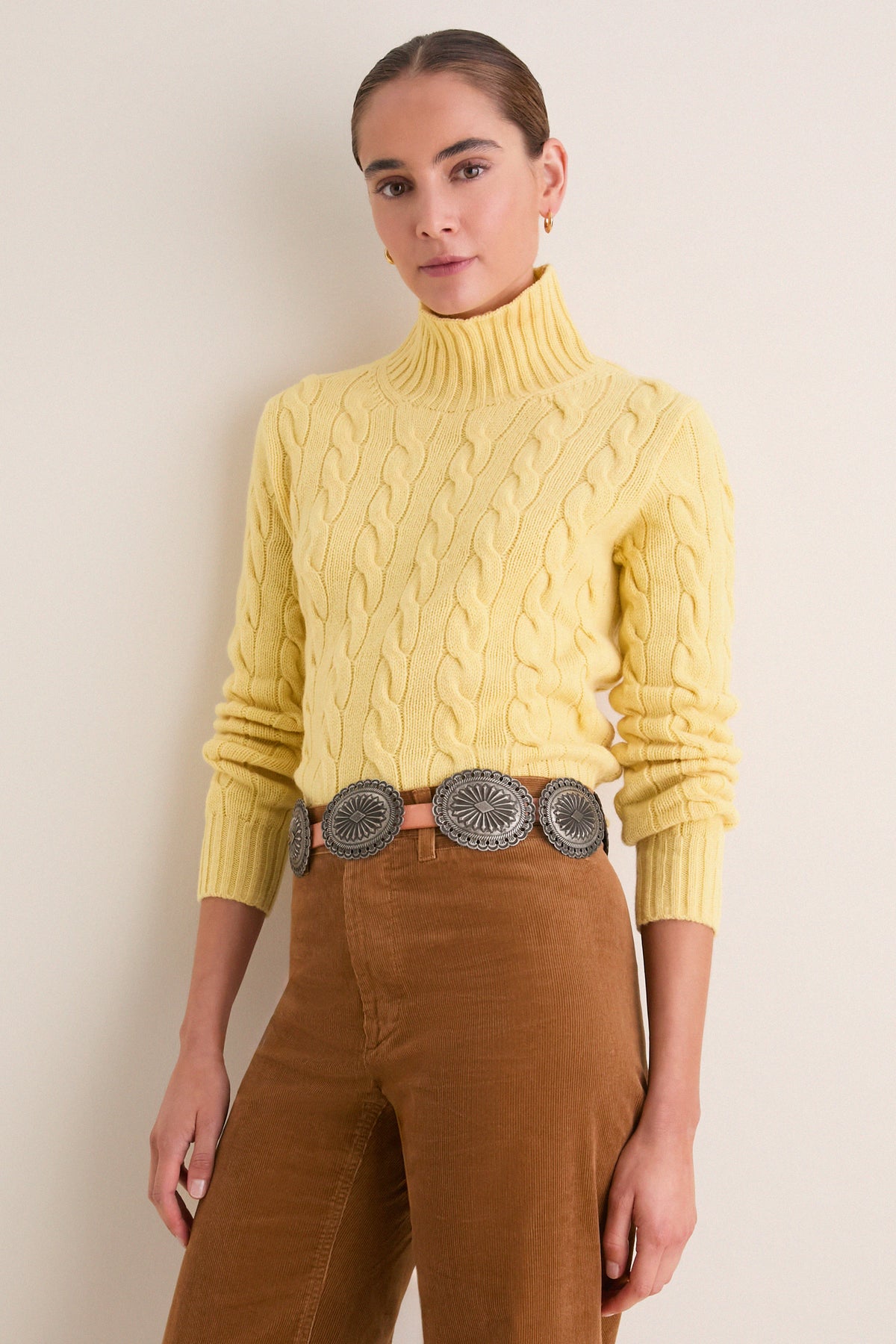 Fall Yellow Long Sleeve Turtleneck Sweater