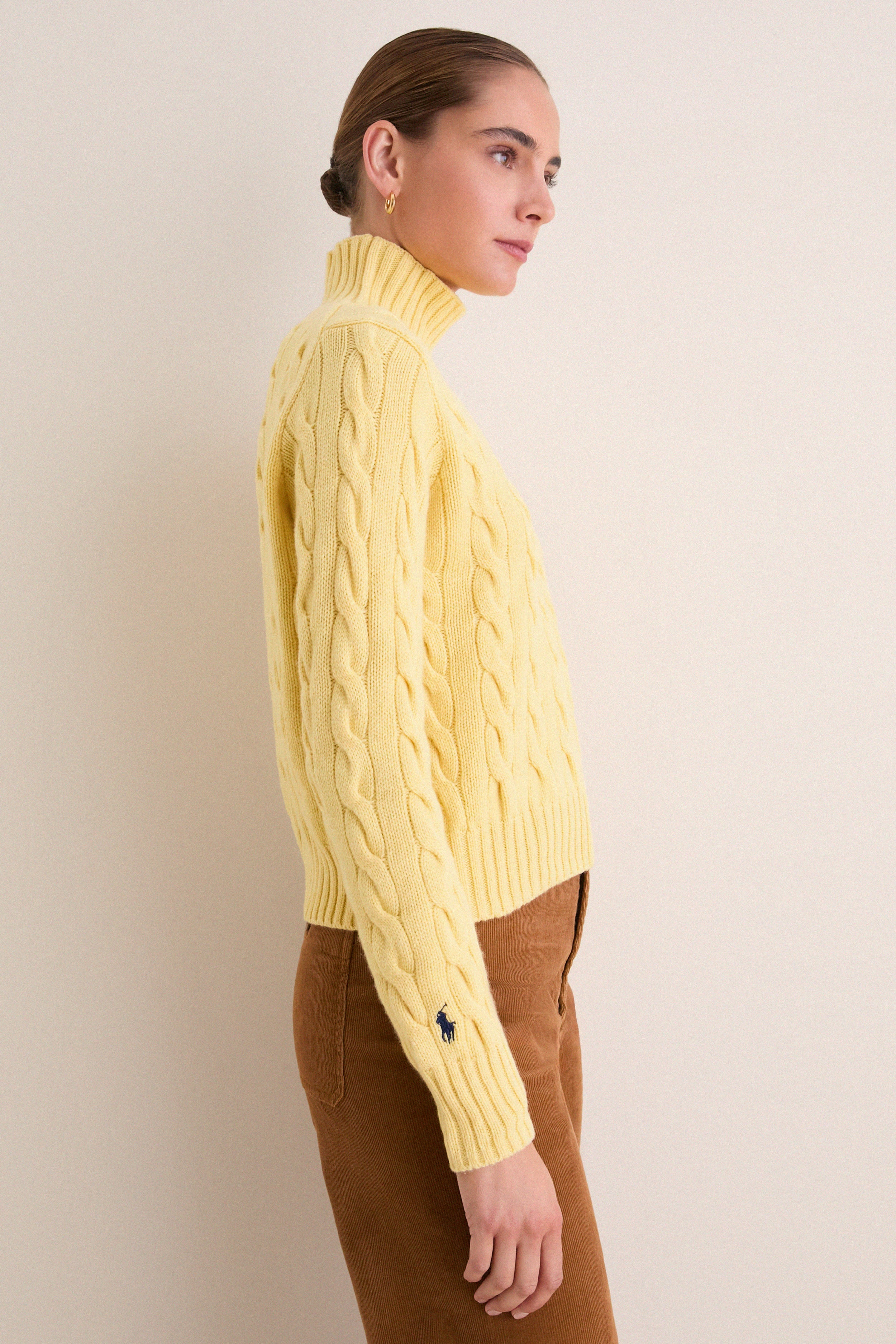 Fall Yellow Long Sleeve Turtleneck Sweater