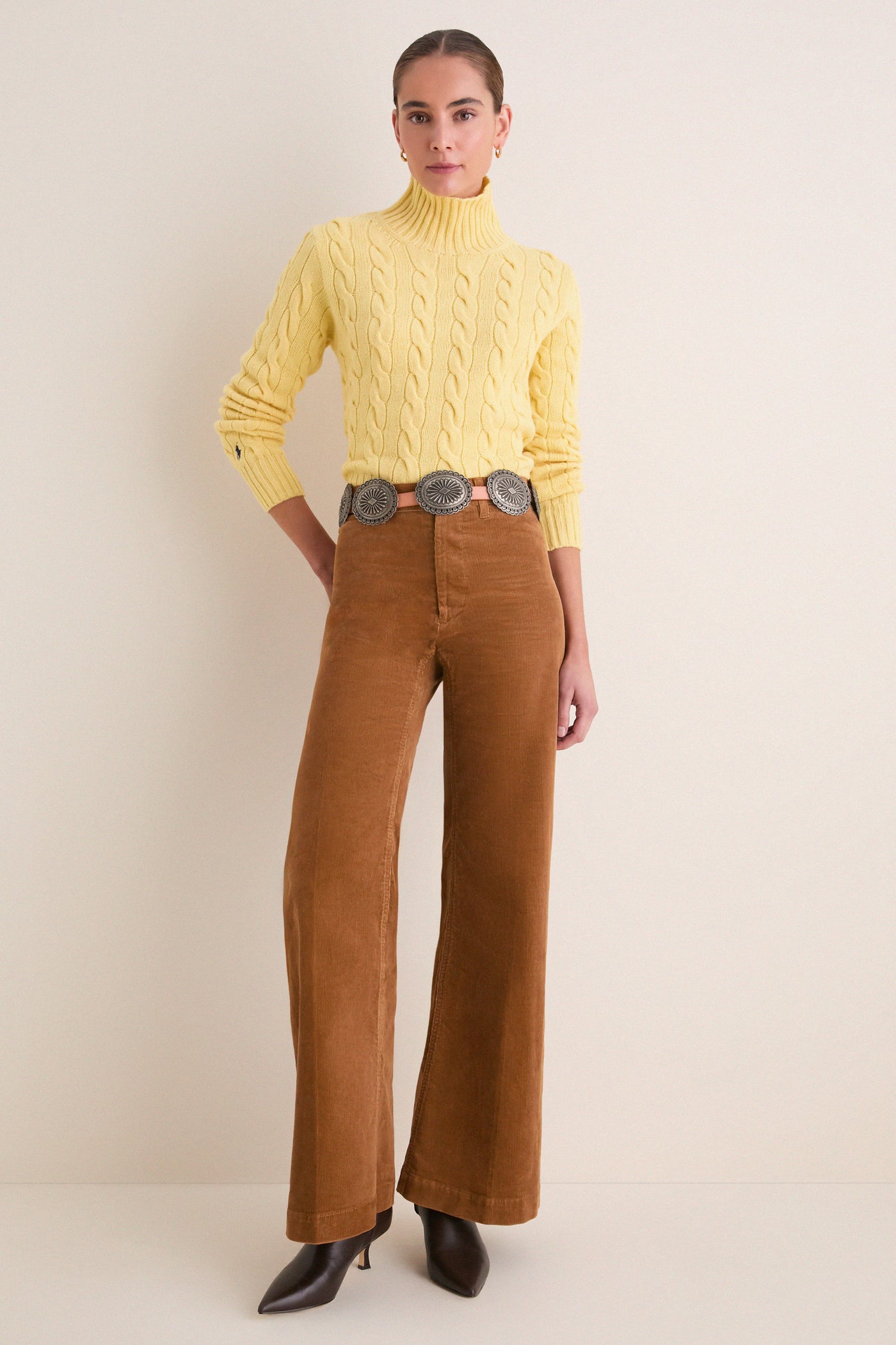 Fall Yellow Long Sleeve Turtleneck Sweater