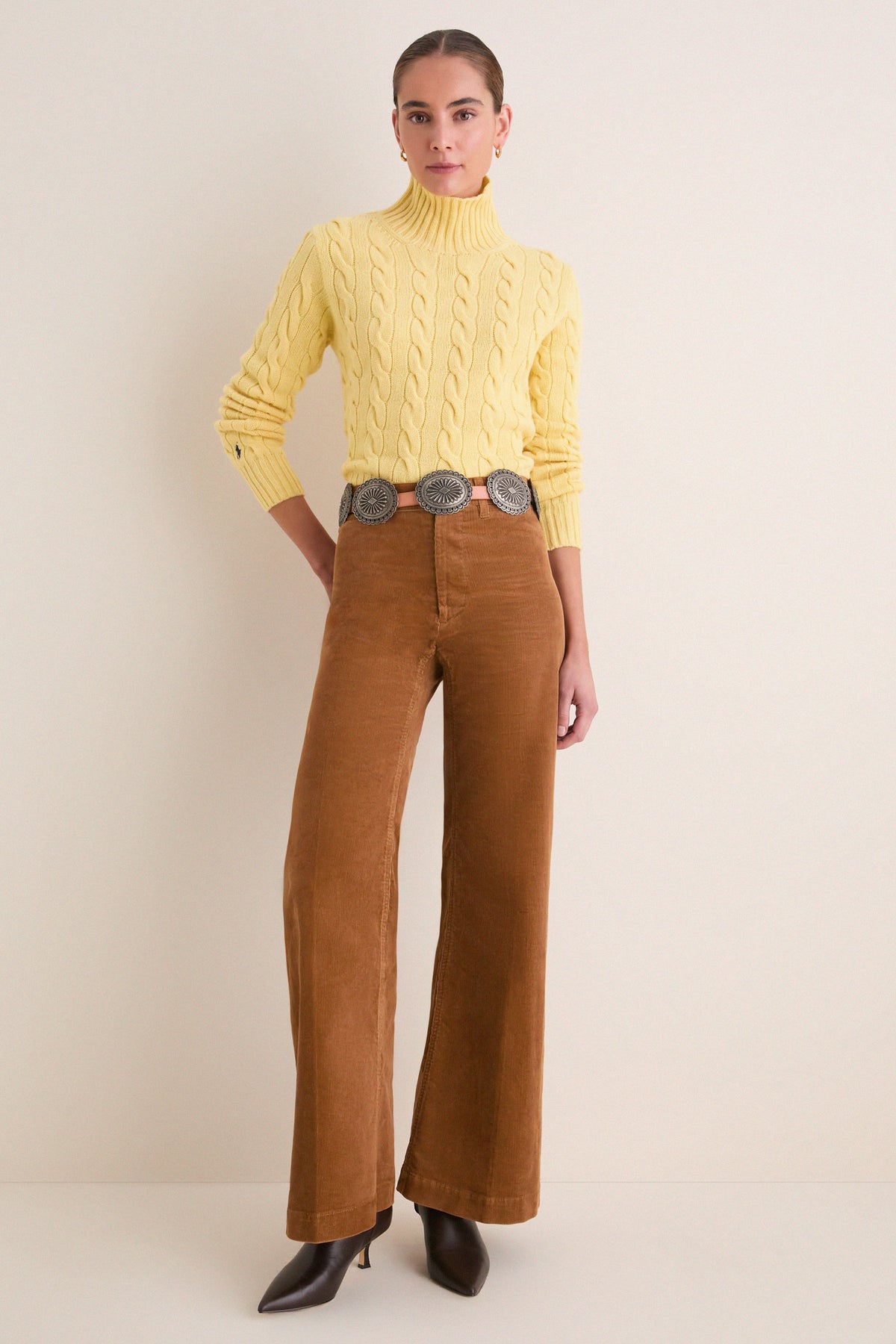 Fall Yellow Long Sleeve Turtleneck Sweater