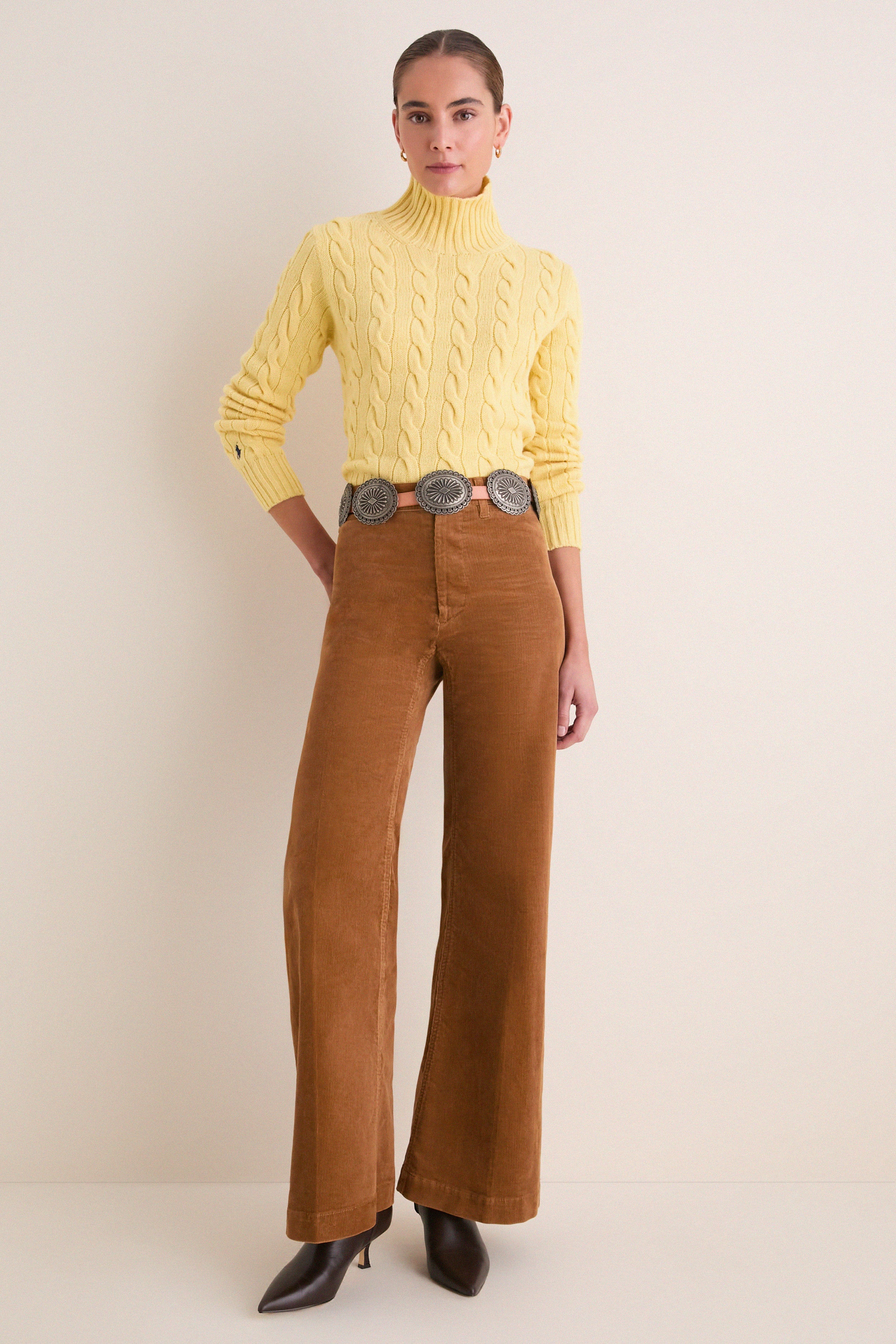 Fall Yellow Long Sleeve Turtleneck Sweater