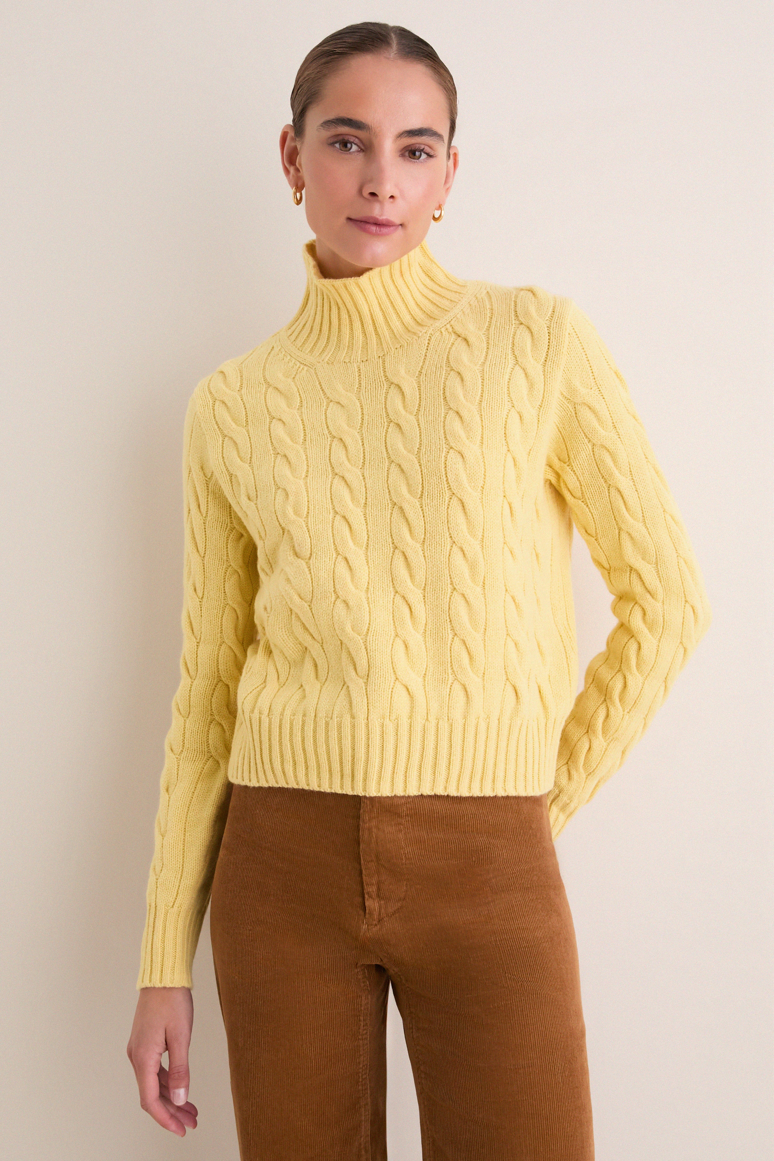 Fall Yellow Long Sleeve Turtleneck Sweater