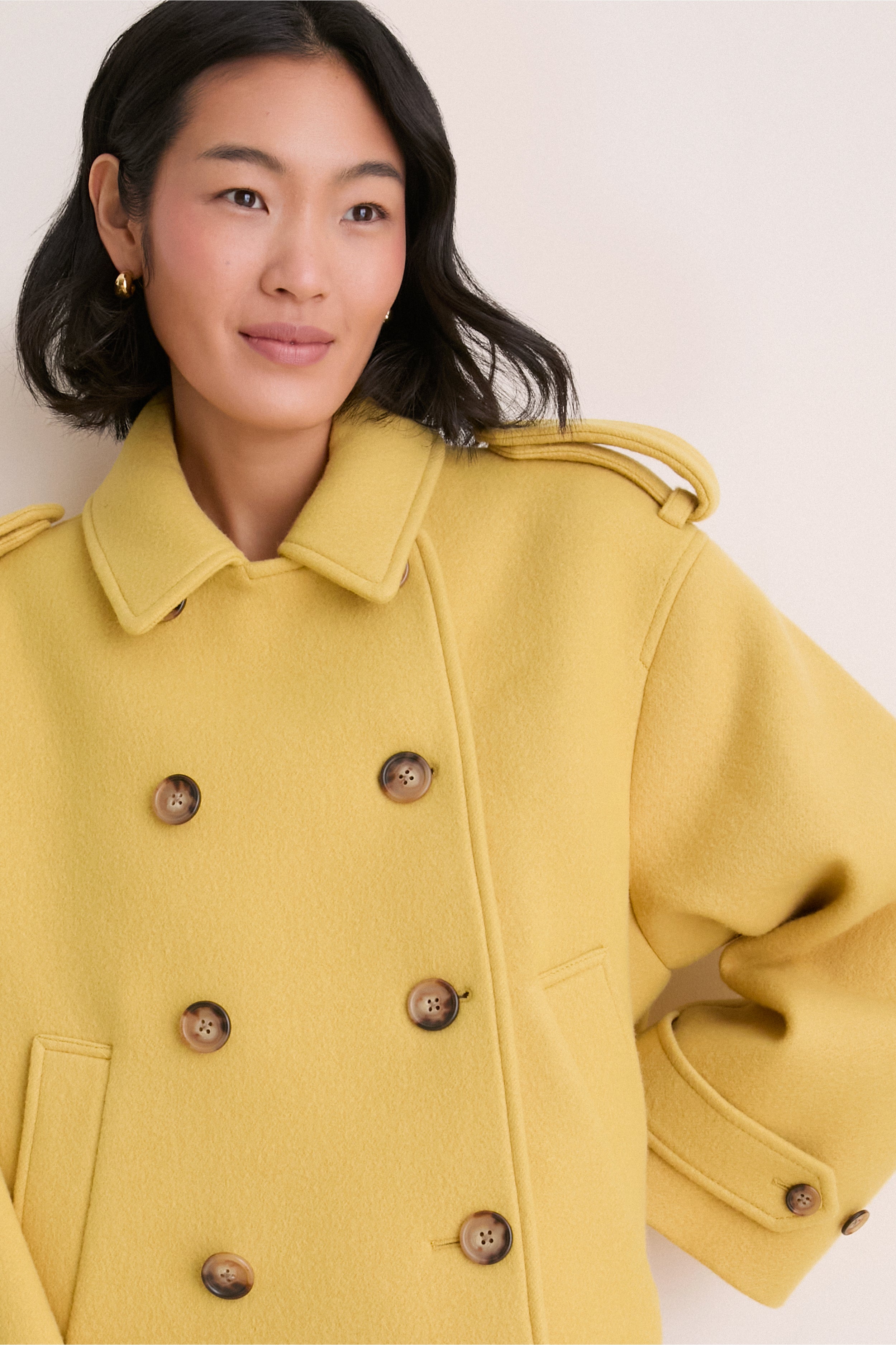 Yellow Woven Fur Collared Jacket | Polo Ralph Lauren