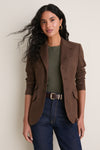 Brown Multi Houndstooth Wool Blazer