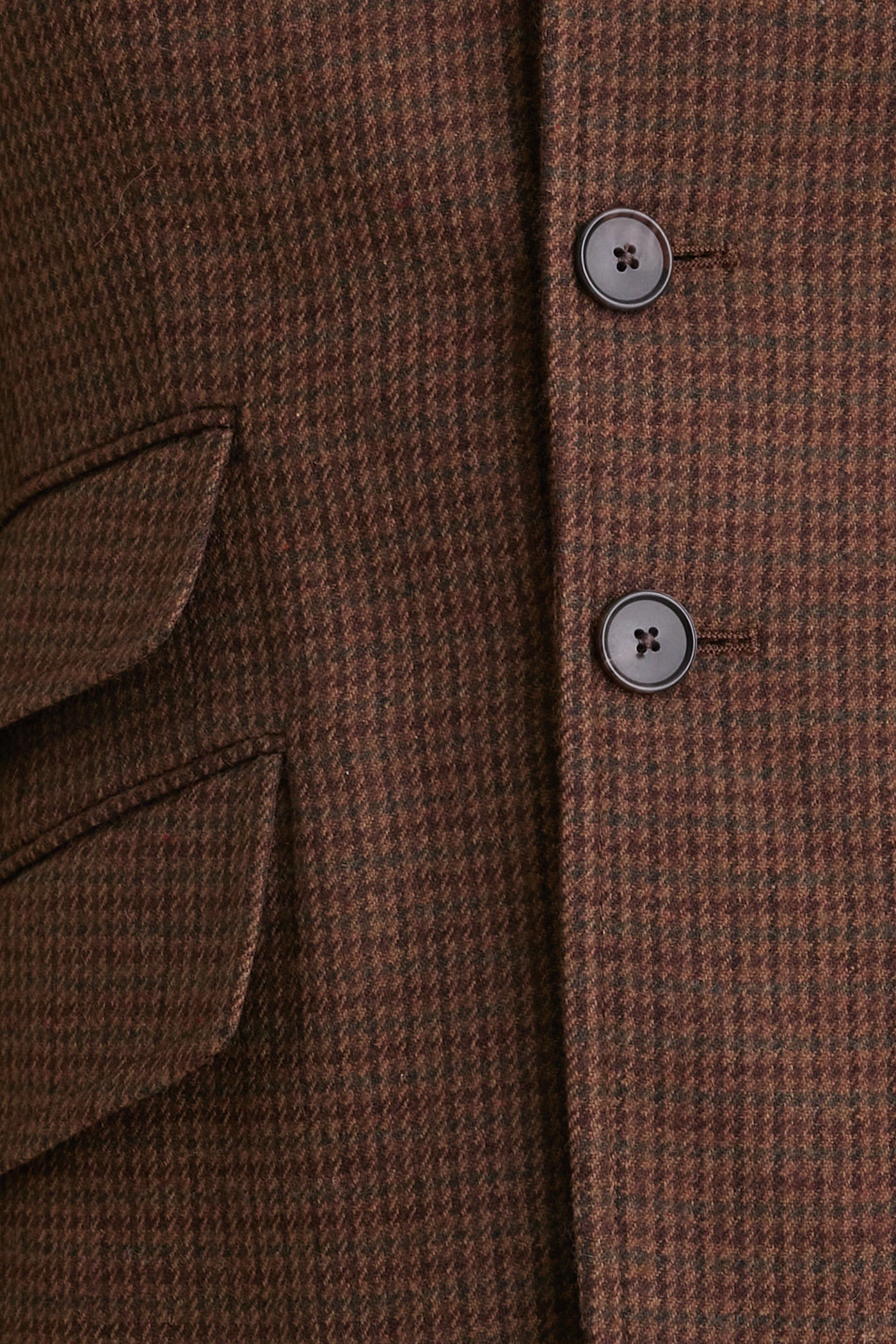 Brown Multi Houndstooth Wool Blazer