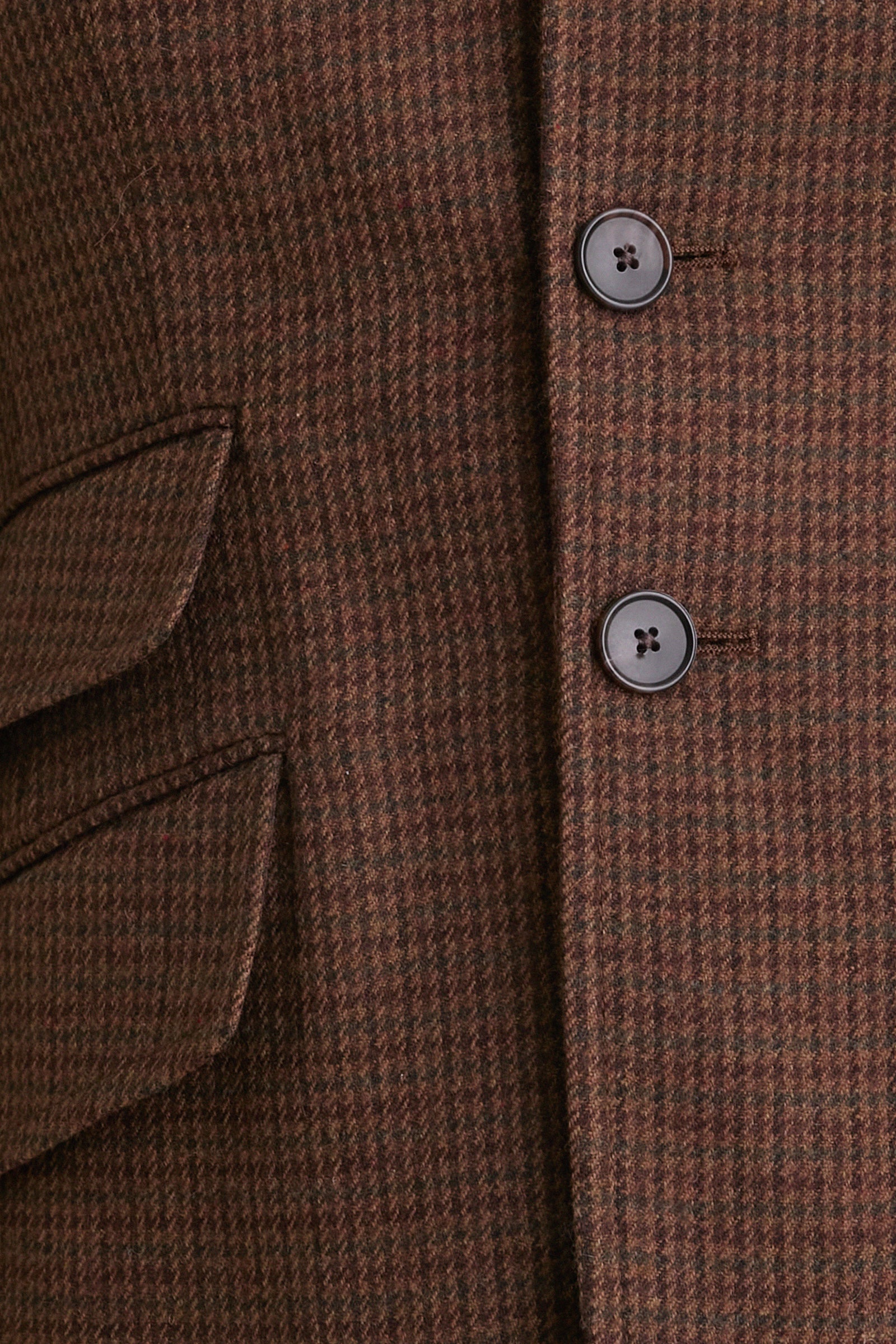 Brown Multi Houndstooth Wool Blazer