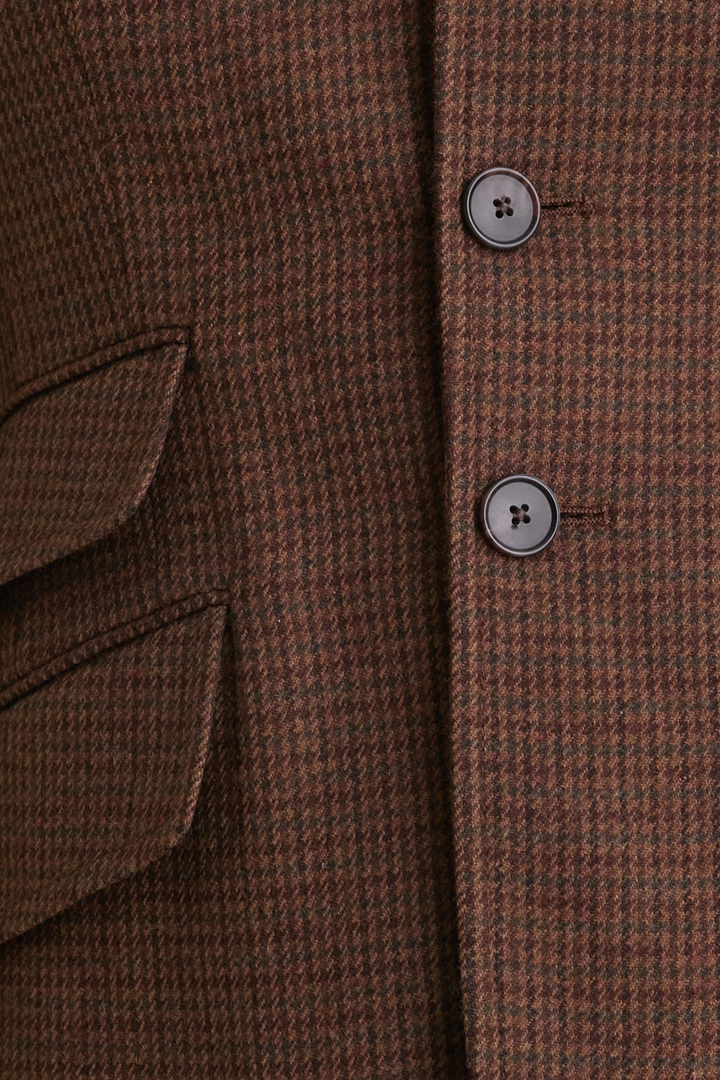 Brown Multi Houndstooth Wool Blazer